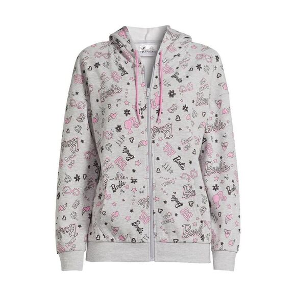 Plus 3xl /xxxl juniors Barbie novelty logo graffiti graphic  hooded sweatshirt - Picture 1 of 9